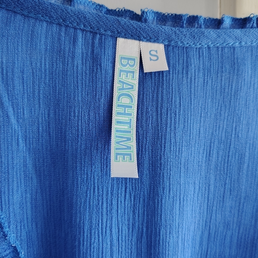 BEACHTIME Women's Blue Ruffle Top Swim Coverup S - Picture 4 of 8